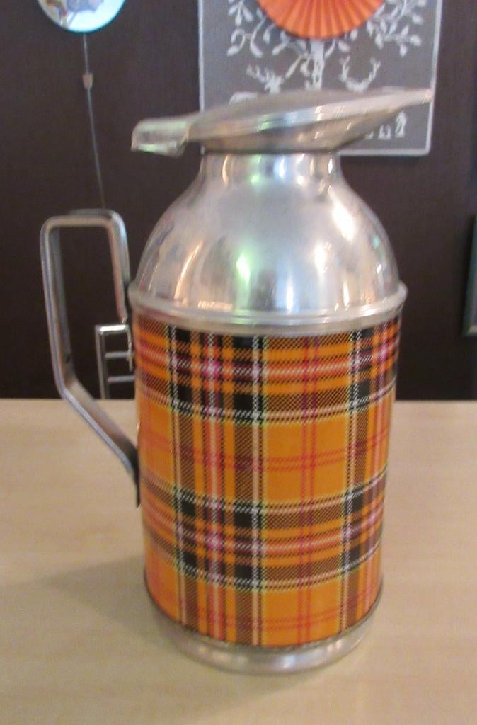 Thermoskan retro thermosfles checkered Shanghai Schotse ruit, Antiek en Kunst, Ophalen of Verzenden