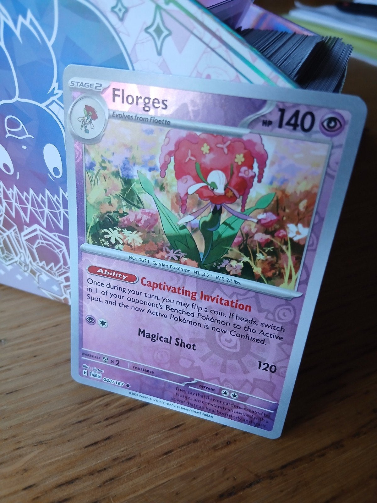 Pokémon Kaart Florges 088/167 - Zeldzaam en Foil, Ophalen of Verzenden, Zo goed als nieuw, Losse kaart, Foil
