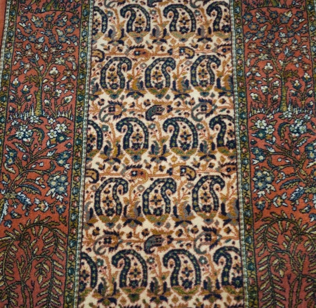 Vintage oosters wol vloerkleed paisley floral 70x133cm, Persian Perzisch vintage oosters hype, Crème, Gebruikt, 100 tot 150 cm