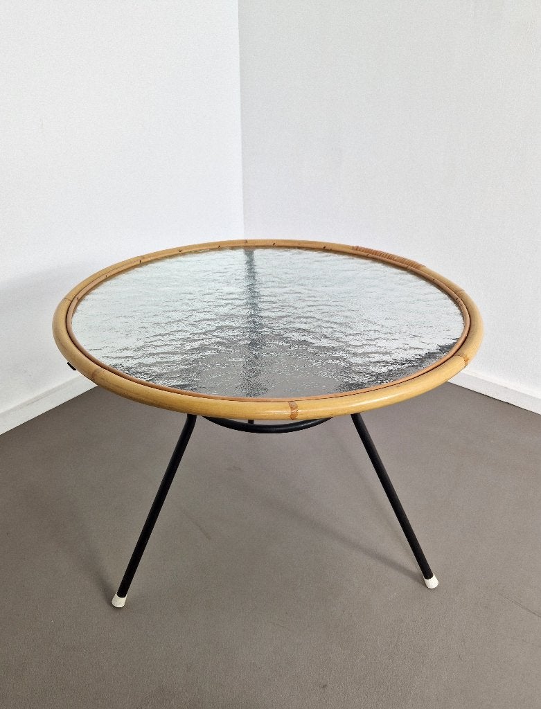 Vintage Rohé Noordwolde Rotan Bijzettafel, Huis en Inrichting, Gebruikt, -, -, Rond