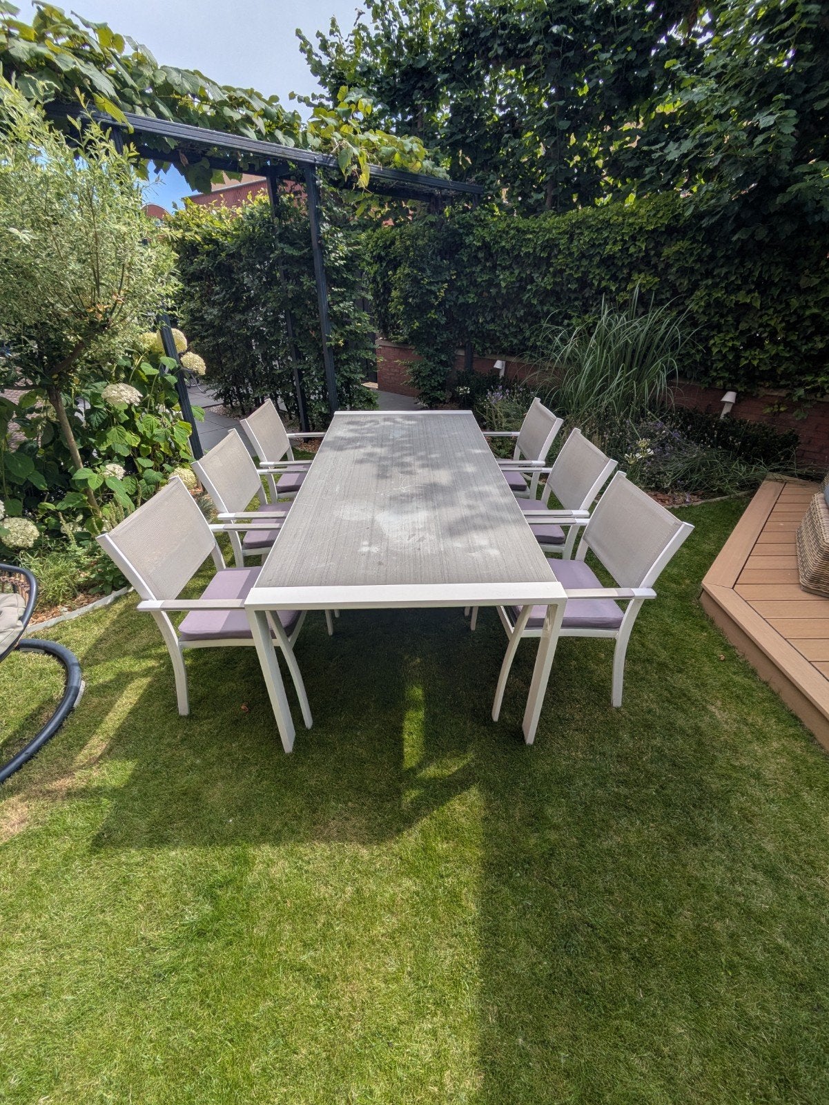 Moderne tuinset met 8 stoelen en kussens, Ophalen