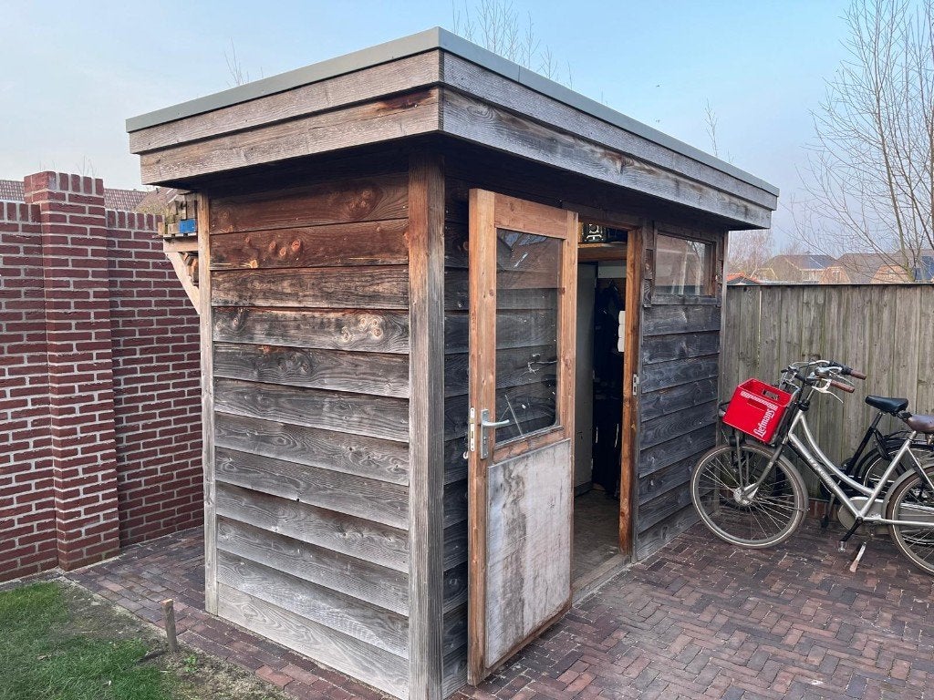 Houten schuurtje te koop – 350  150 cm, Tuin en Terras, Ophalen, Gebruikt, 250 tot 500 cm, Schuur