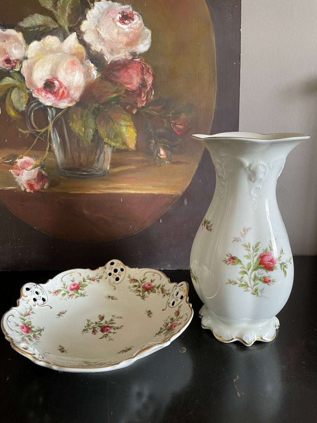 Rosenthal Moliere Moosrose vaas en schaal set, Ophalen of Verzenden