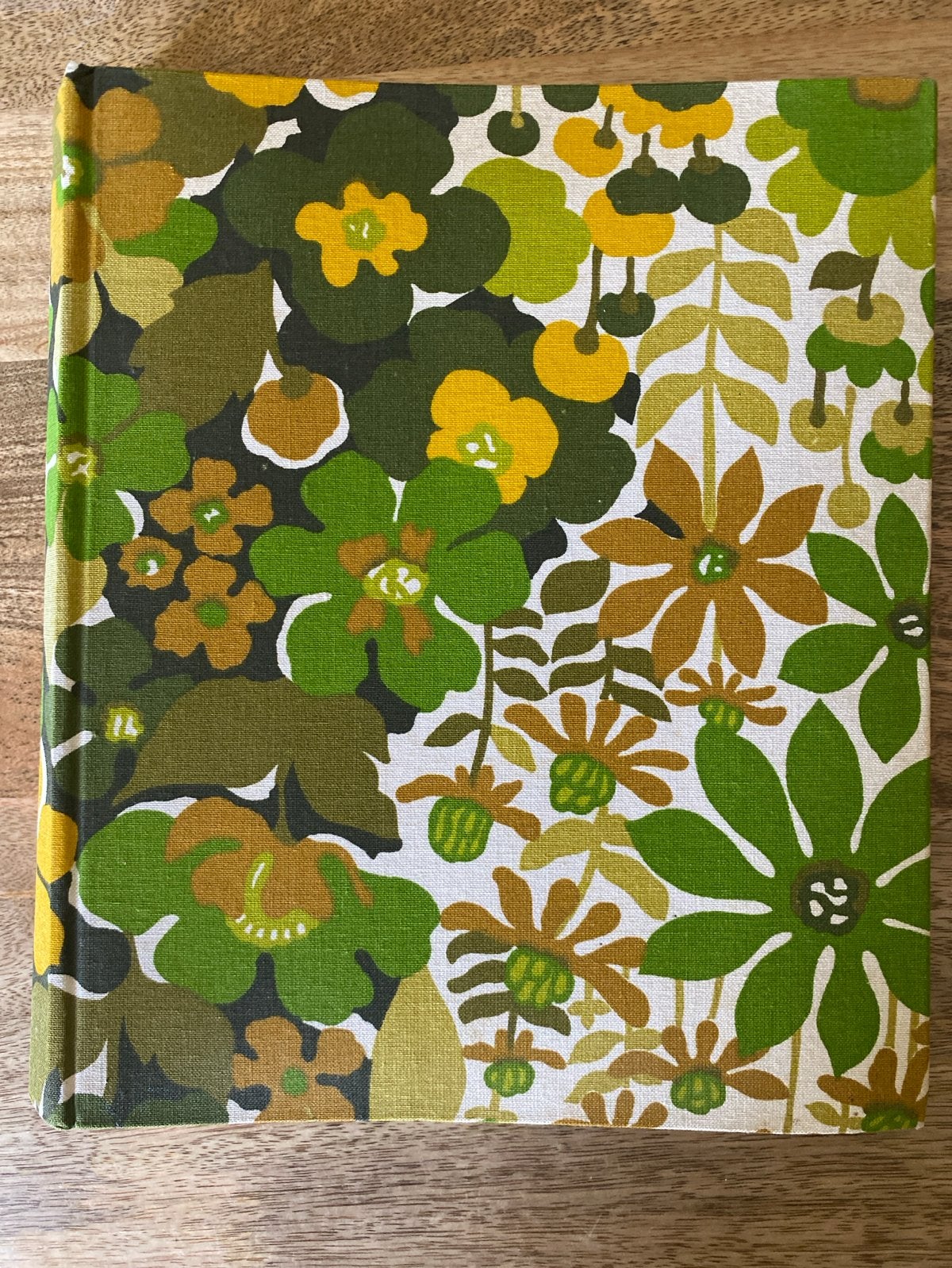 RETRO Vintage Fotoalbum - Groen/Geel Bloemenpatroon, Gebruikt, Plakboek, Overige merken, Meerkleurig