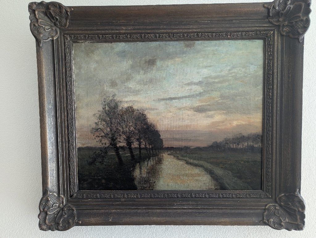 Klassiek schilderij - Hollands landschap - Gerard Bal, Ophalen, Doek, Landschap, Olieverf