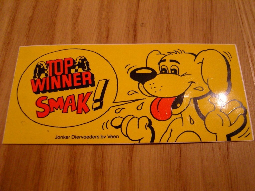 sticker veen jonker diervoeders bv TOP WINNER strip hond, Ophalen, Zo goed als nieuw