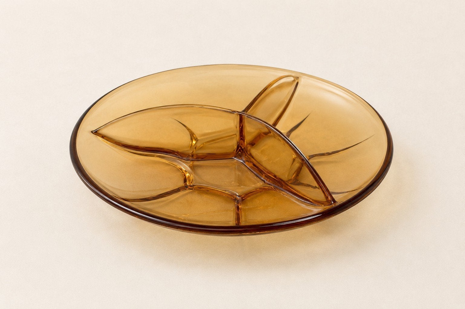 Vintage Rudolf Schrötter schaal – Rudolfova Huť – amber glas, Ophalen of Verzenden
