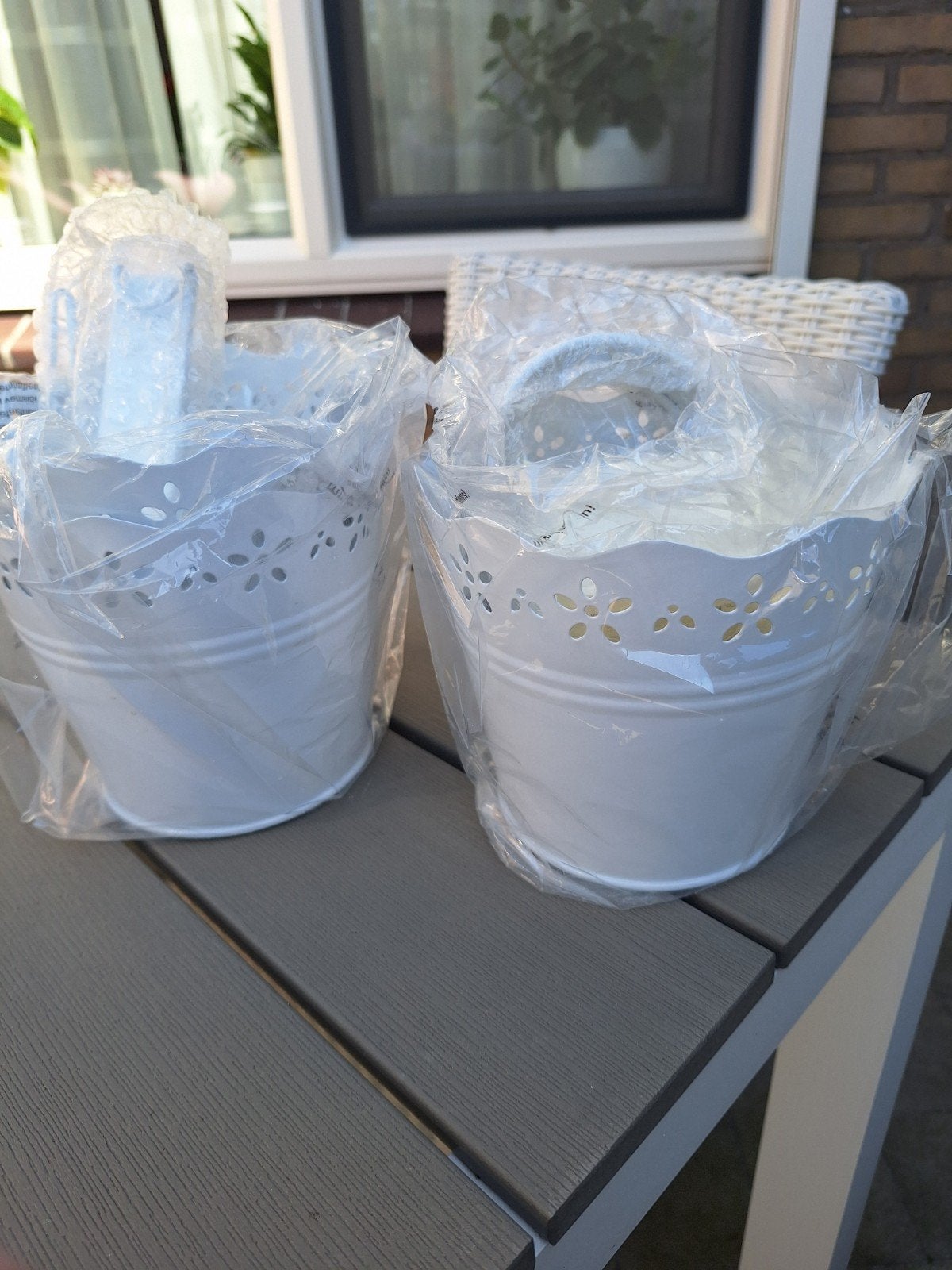 3 nieuwe metalen hang bloempotjes, Tuin en Terras, Minder dan 30 cm, Rond, Nieuw, Ophalen of Verzenden