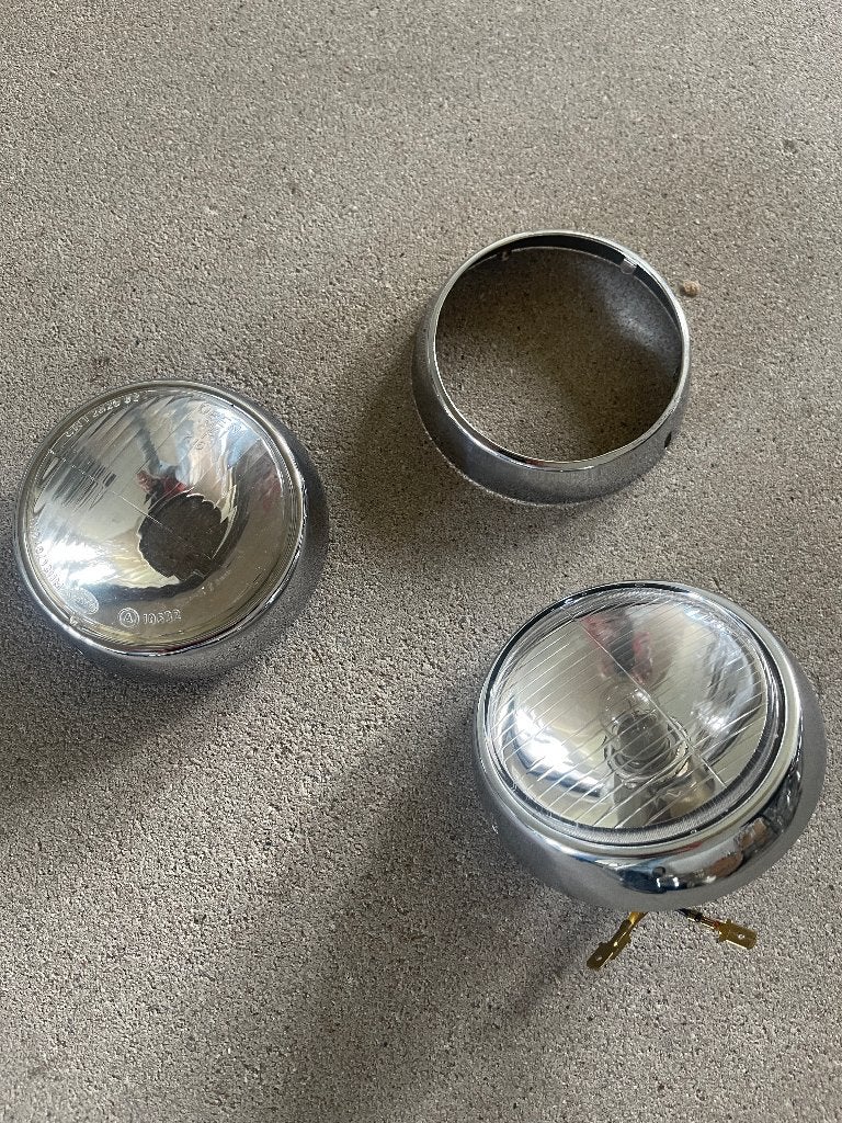 2 koplampen en 1 koplampring Puch MV/VS/MS-V, Ophalen of Verzenden, Zo goed als nieuw, Koplamp
