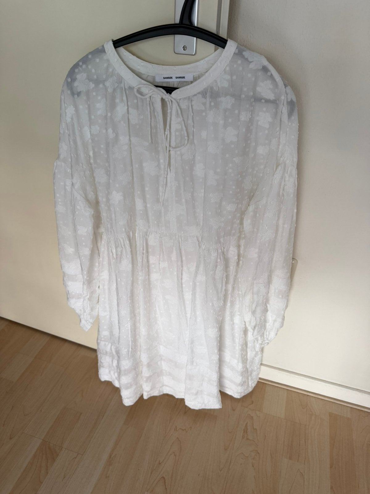 Samsoe Samsoe - Witte wijde jurk Roya maat S/M met onderjurk, Maat 38/40 (M), Wit, Ophalen of Verzenden, Gedragen