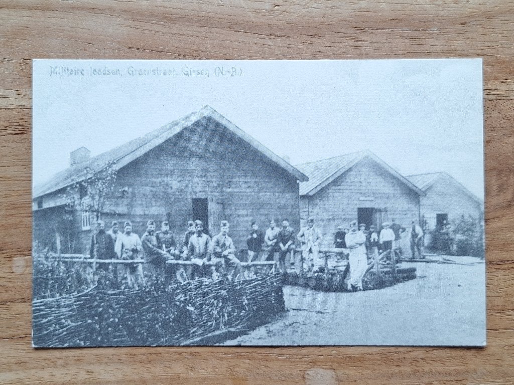 ak Giesen Groenstraat Militaire loodsen, Verzamelen, Ophalen of Verzenden, Ongelopen, Noord-Brabant