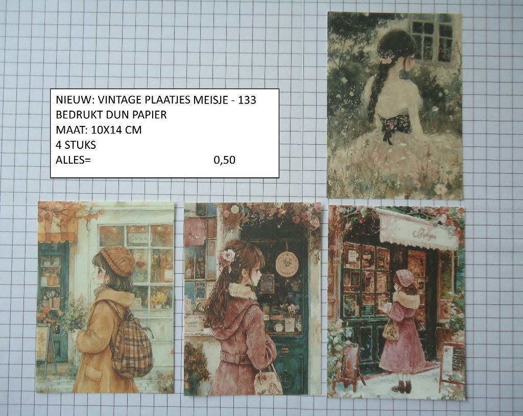 vintage plaatjes meisje 133 ( alleen verzenden, Ophalen, Nieuw, Papier of Karton, Overige merken