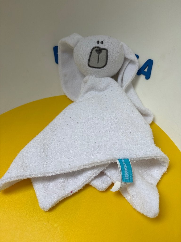 K3571 hema doek doekje konijn grijs snuitje, Kinderen en Baby's, Ophalen of Verzenden, Zo goed als nieuw, Konijn