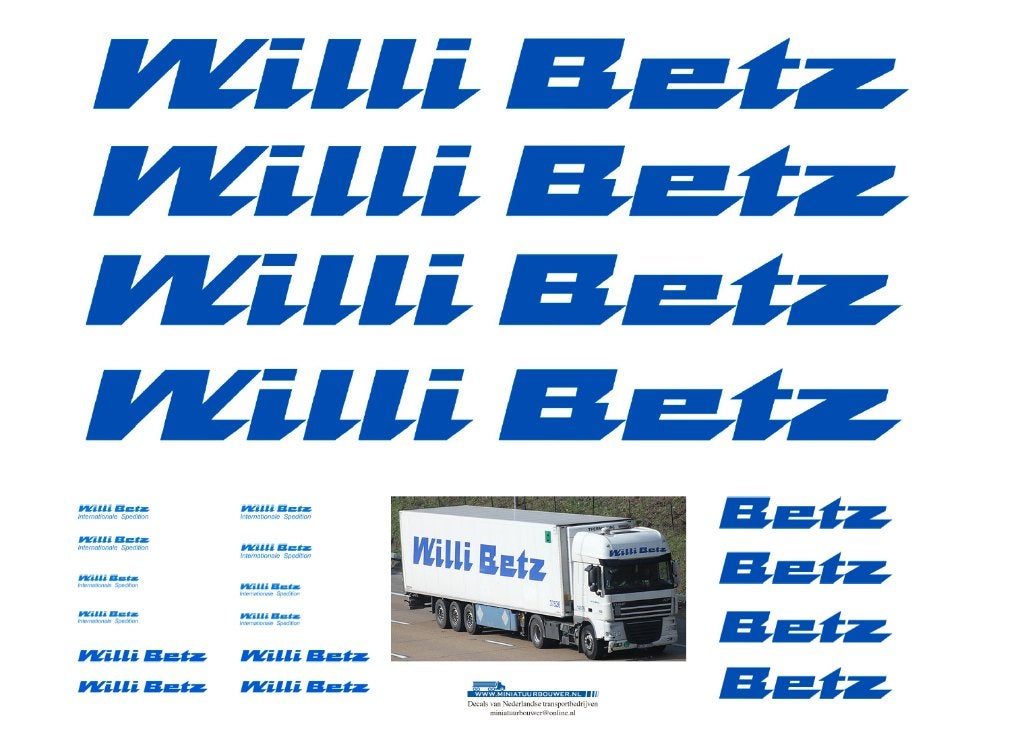 Vrachtauto decal 1:50 Willi Betz intern. Spedition (type 2 ), Verzenden, Nieuw, Bus of Vrachtwagen, Overige merken