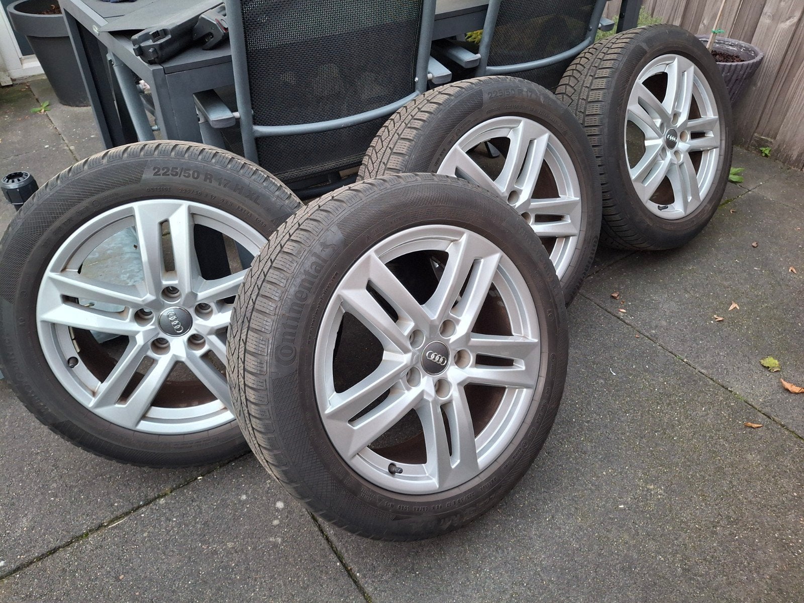 Audi A4 Velgen met winterbanden 17 inch origineel, Ophalen, Gebruikt, Audi