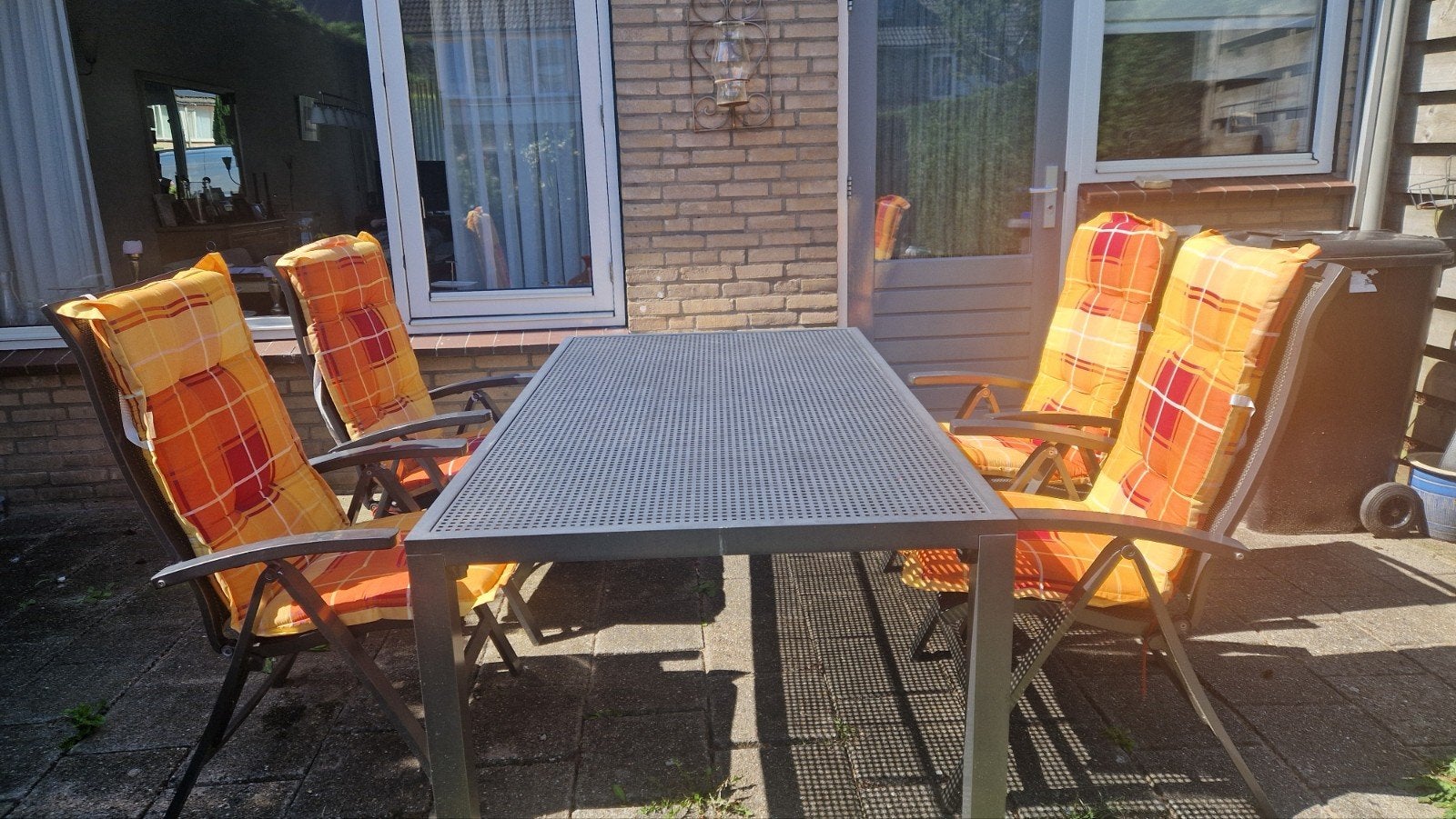 Bellagio aluminium tuinset met 4 stoelen en tafel, Ophalen, 4 zitplaatsen, Gebruikt, Aluminium