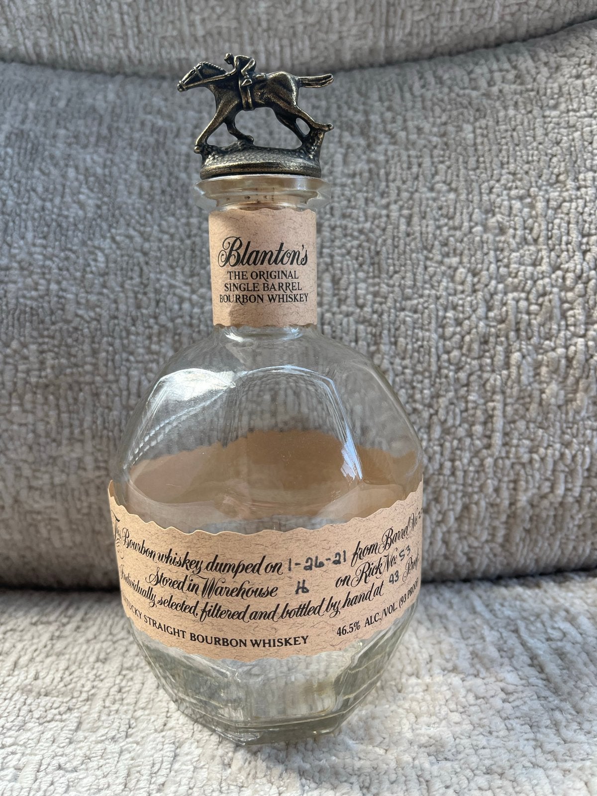 Lege Blanton's Bourbon fles met paardstopper, Ophalen, Zo goed als nieuw