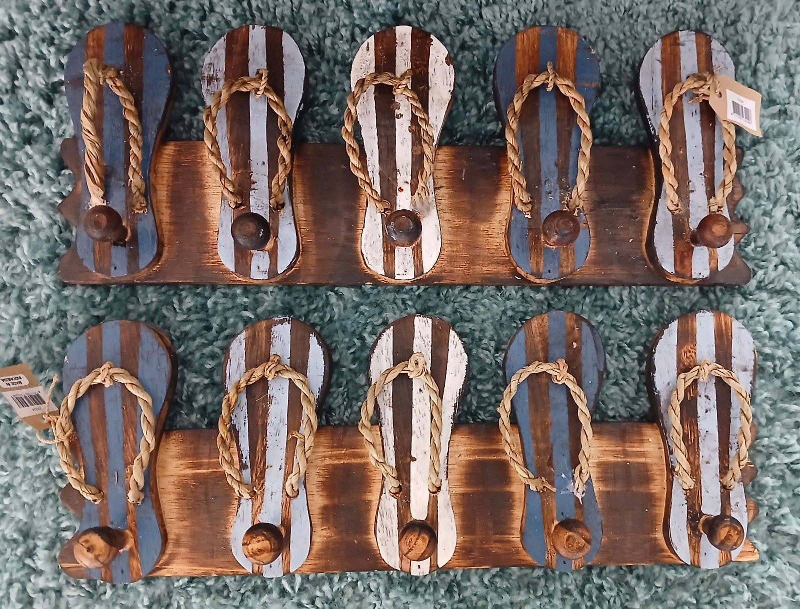Houten wandkapstok met slippers, 43x166cm, Wandkapstok, Nieuw, Ophalen of Verzenden, 150 tot 200 cm