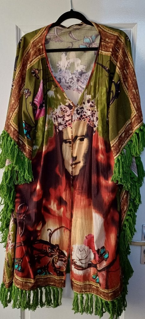 Kaftan Mona Lisa Fringe One Size Ongedragen ( Jool ), Verzenden, Maat 46/48 (XL) of groter, Nieuw, One of a kind
