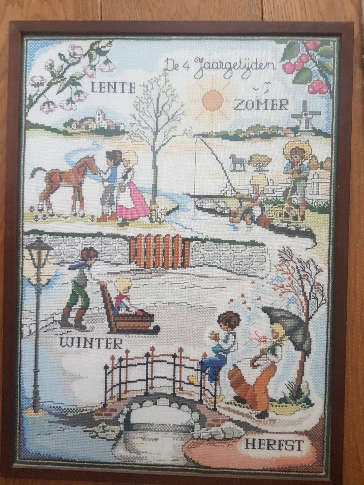 borduur werk in lijst, Antiek en Kunst, Ophalen of Verzenden