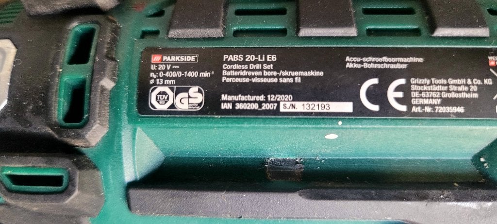 Parkside 20V boormachine, Ophalen, Zo goed als nieuw, Boormachine, Variabele snelheid