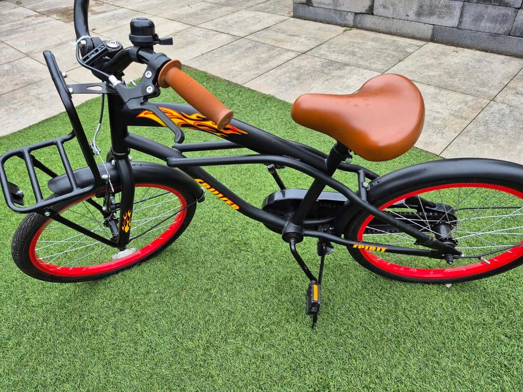 Stoere Spirit Cruiser Jongensfiets 20 inch Zwart/Rood, Fietsen en Brommers, Terugtraprem, Gebruikt, Staal, Cruiser