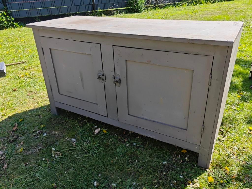 130x50x75 Antieke grijze kast met 2 klapdeurtjes, Ophalen