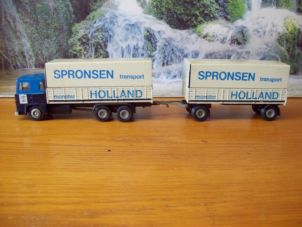 Tekno - Scania 141 - V8 - huif/combi - Spronsen Transport, Ophalen of Verzenden, Gebruikt, Bus of Vrachtwagen, Tekno