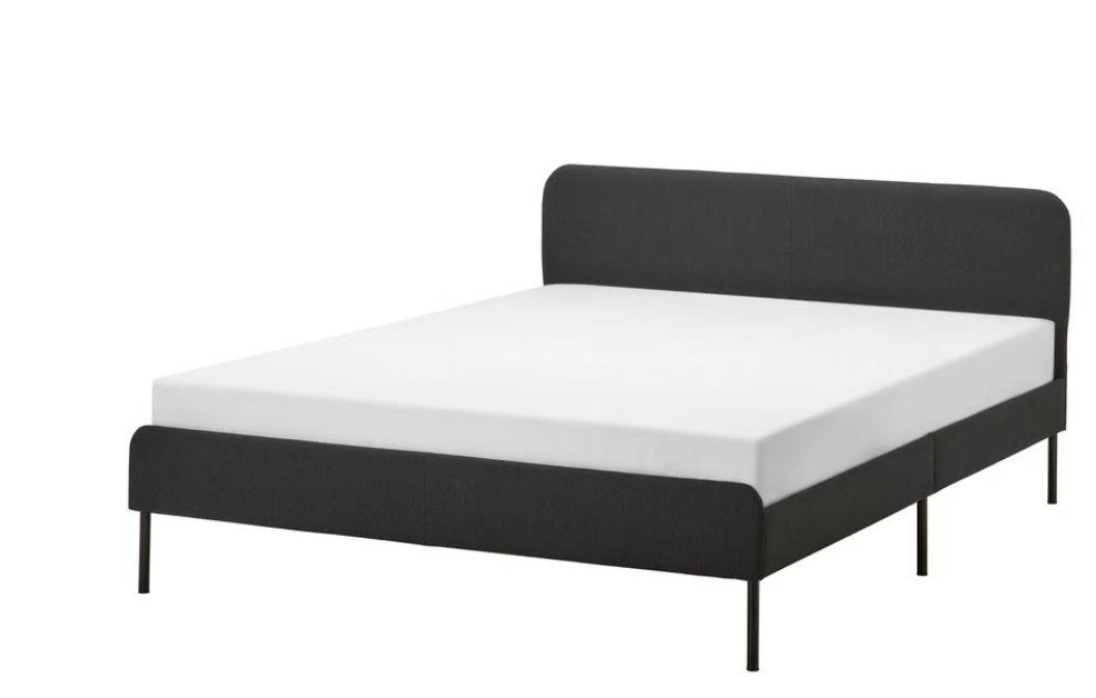 IKEA SLATTUM Gestoffeerd bed Vissle donkergrijs 140x200 cm, Ophalen