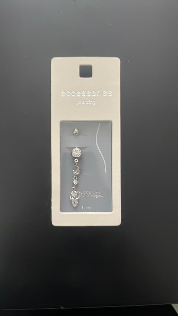 Navelpiercing met strass steentjes, Navelpiercing, Staal, Nieuw, Ophalen of Verzenden