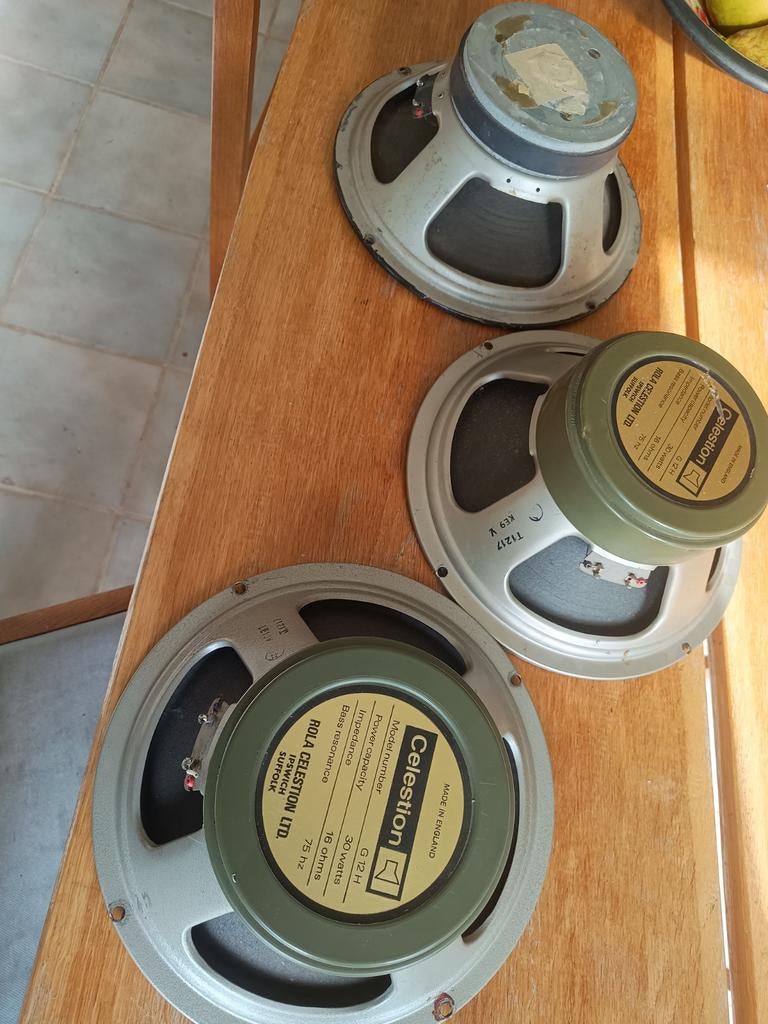 Celestion G12H 30 watt 16 ohm gitaarluidsprekers (3 stuks), Overige merken, Gebruikt, Ophalen of Verzenden, Minder dan 60 watt