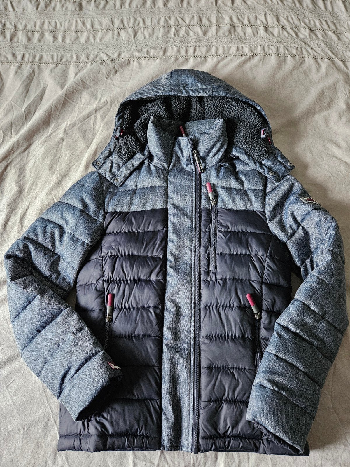 Superdry winterjas maat S, Ophalen of Verzenden, Zo goed als nieuw, Grijs, Maat 46 (S) of kleiner