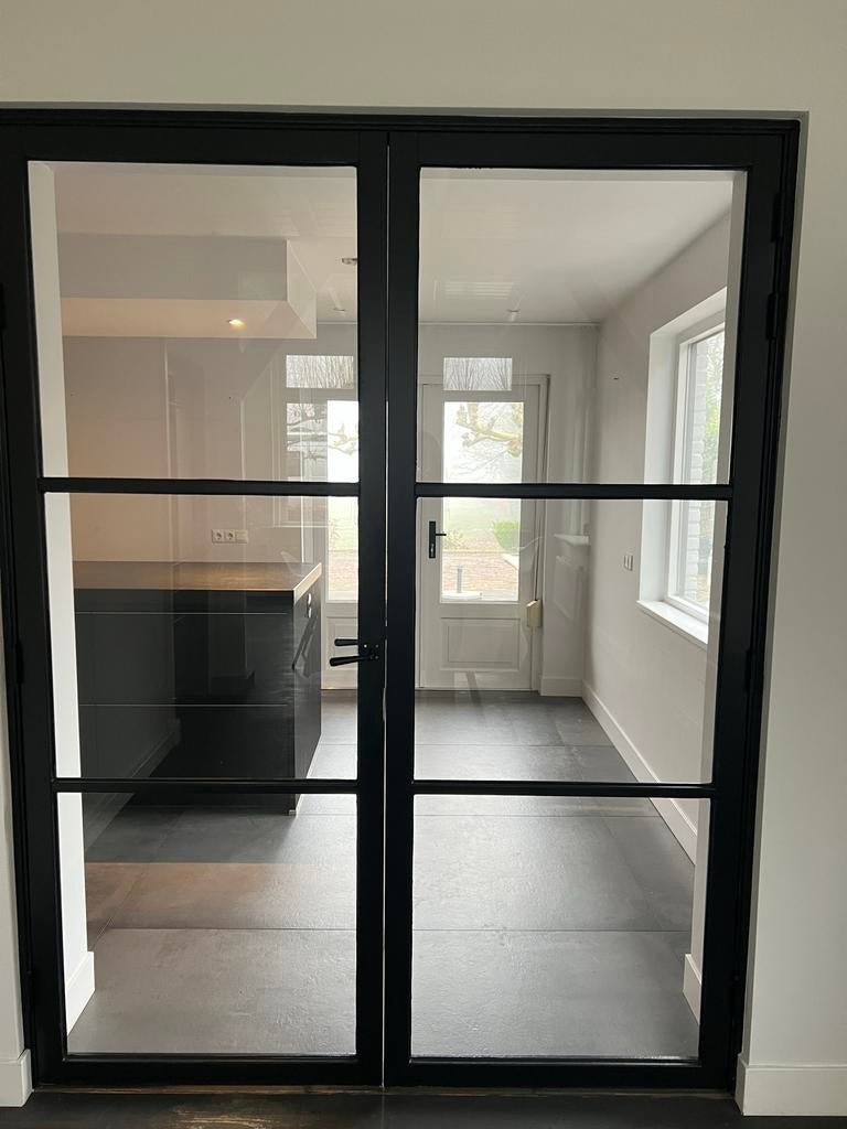 Zwarte houten  binnendeuren (taatsdeuren) met glas, Ophalen, Binnendeur, 120 cm of meer, 215 cm of meer