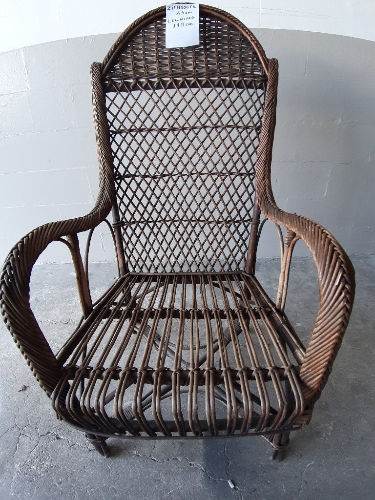ROTAN STOEL, ROTAN FAUTEUIL, Ophalen, Gebruikt, Bruin, Riet of Rotan