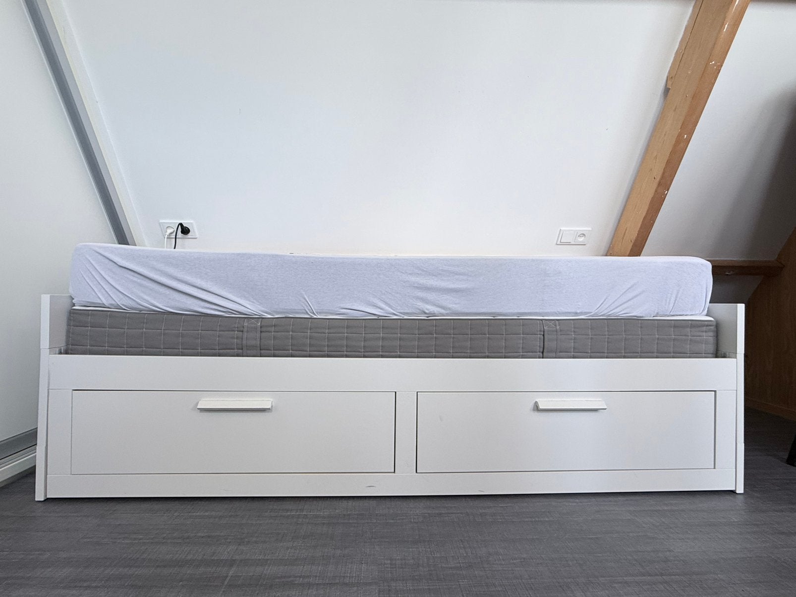Ikea Brimnes logeerbed uitschuifbaar, Ophalen, Gebruikt, Wit, Tweepersoons