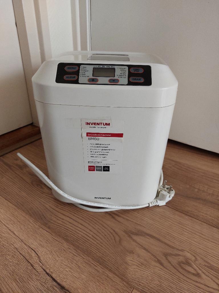 Inventum BM60 broodbakmachine, Witgoed en Apparatuur, Broodbakmachines, 400 tot 800 gram deeg, Ophalen, Gebruikt, Kijkvenster