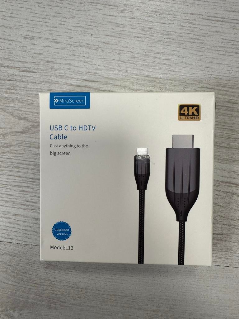 MiraScreen USB-C naar HDTV Kabel 4K UHD - 2 meter, Ophalen of Verzenden, Nieuw, Minder dan 2 meter, HDMI-kabel