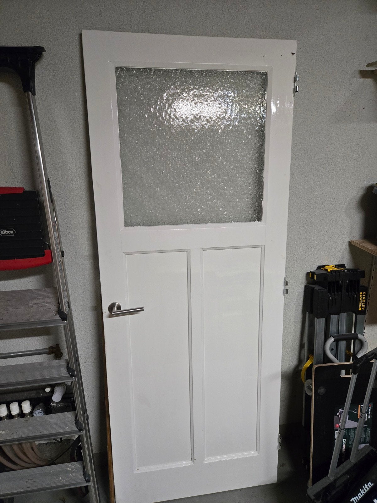 Witte binnendeur met glas, Ophalen, Glas, Binnendeur, 200 tot 215 cm