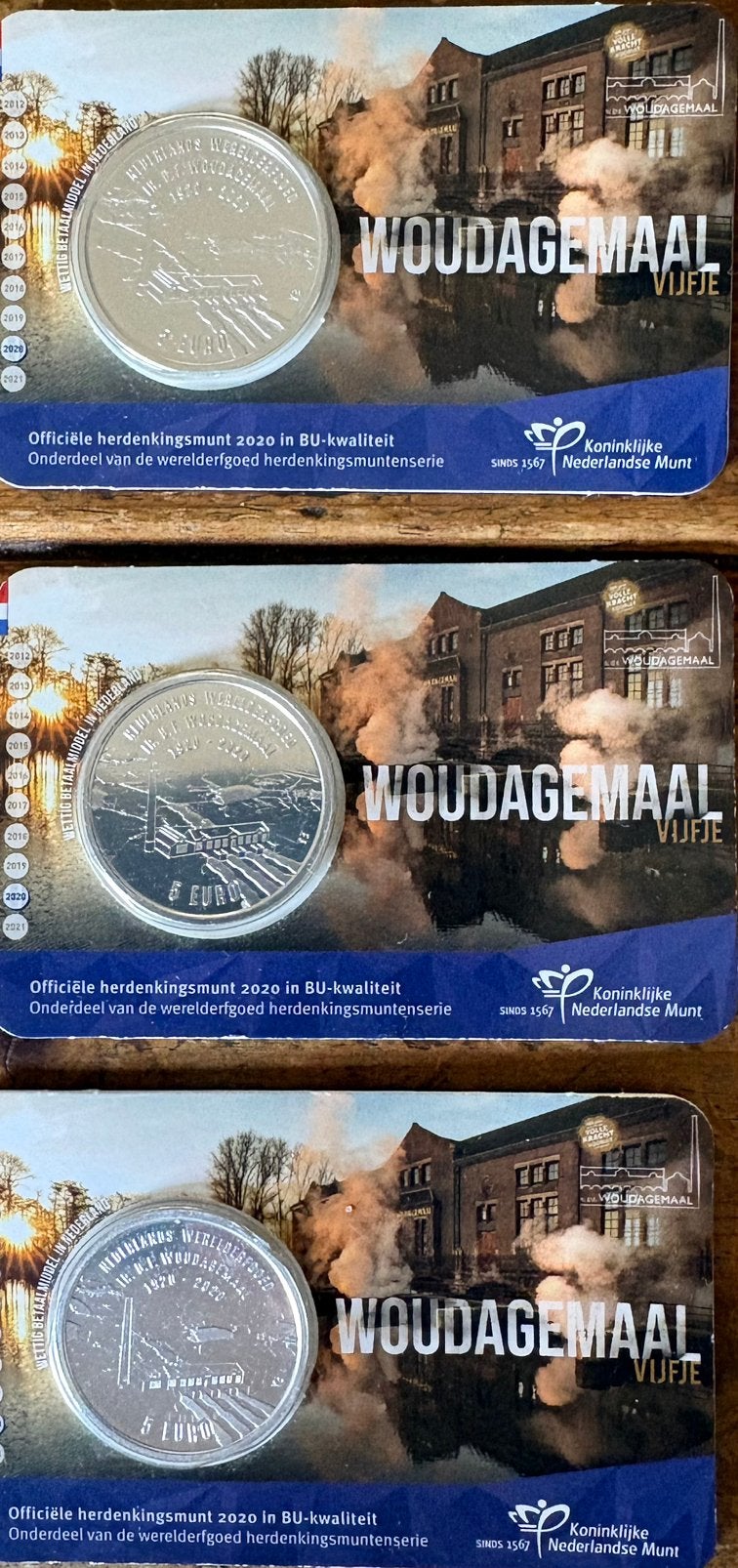 3x coincard Woudagemaal vijfje 2020, Ophalen of Verzenden, Koningin Beatrix, Euro's, Setje