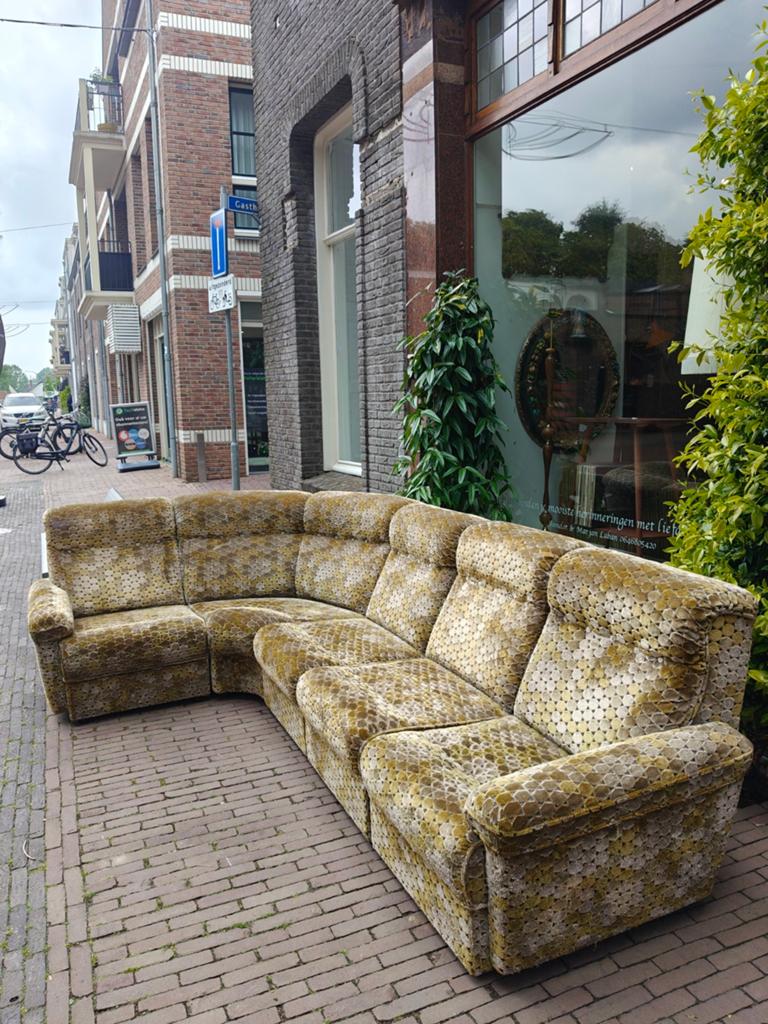 Vintage 70s bank elementen/modulair groen, Ophalen, Gebruikt, Stof, 70s