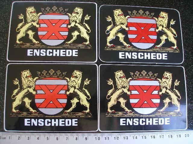 4x sticker gemeente plaats logo embleem enschede wapen, Verzenden, Zo goed als nieuw, Overige typen