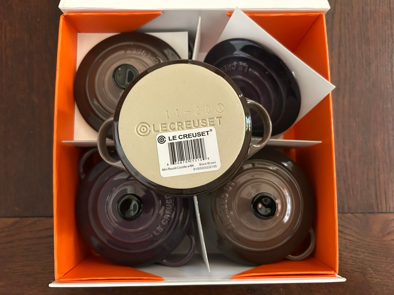 Le Creuset Mini Cocottes Set van 4, Gietijzer, Met deksel, Nieuw, Le Creuset