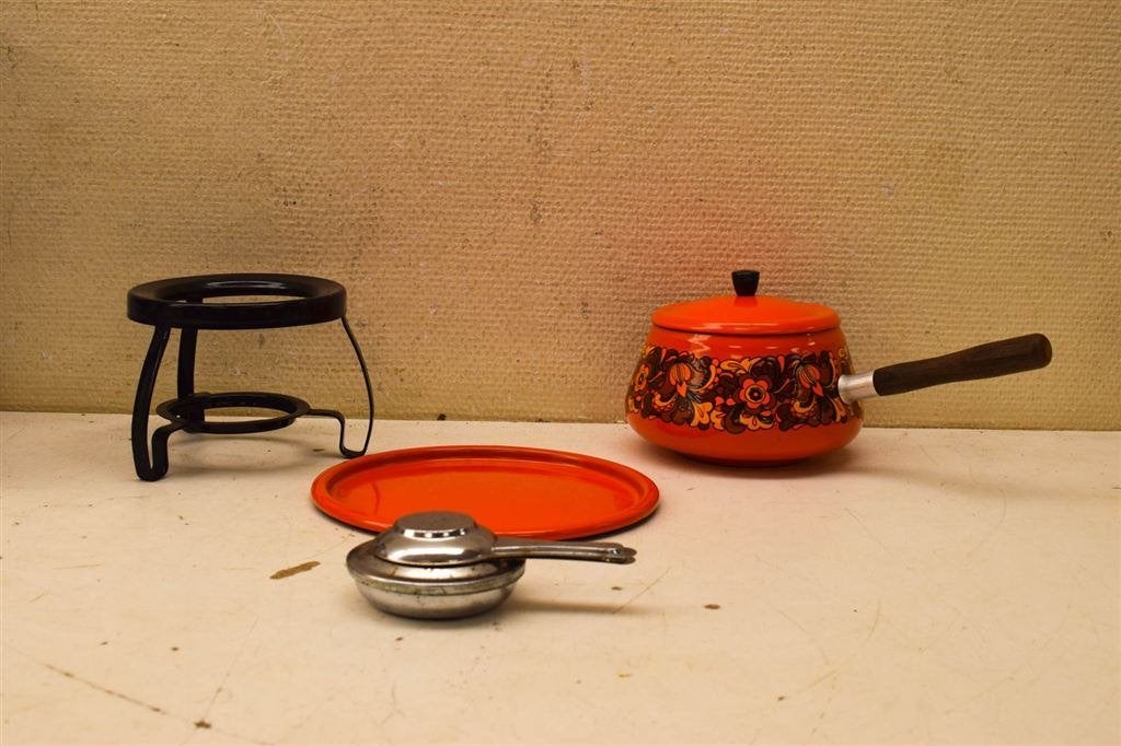 Vintage Fondueset 50911, Gebruikt, Ophalen of Verzenden, Bord(en), Overige stijlen