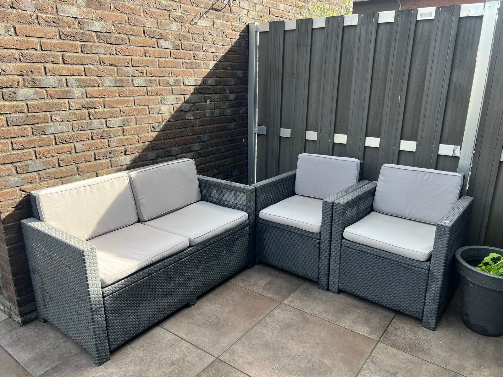 Lounge tuinset met tafel, 4 zitplaatsen, Gebruikt, Ophalen of Verzenden, Loungeset