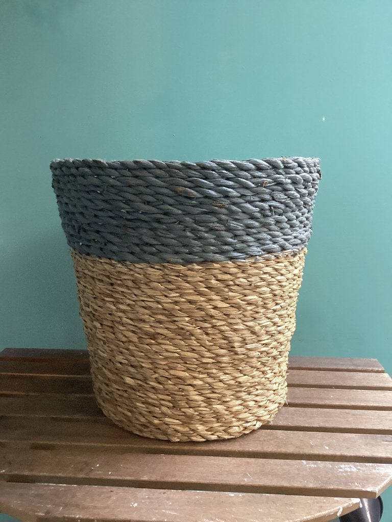 Grote jute plantenmand met waterdichte binnenpot  – 37 cm, Tuin en Terras, Bloempotten, Overige materialen, Rond, Zo goed als nieuw