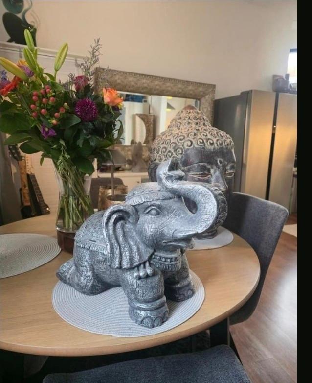 Decoratieve Olifant Beeld - Grijs/Zilver, Ophalen of Verzenden, Zo goed als nieuw