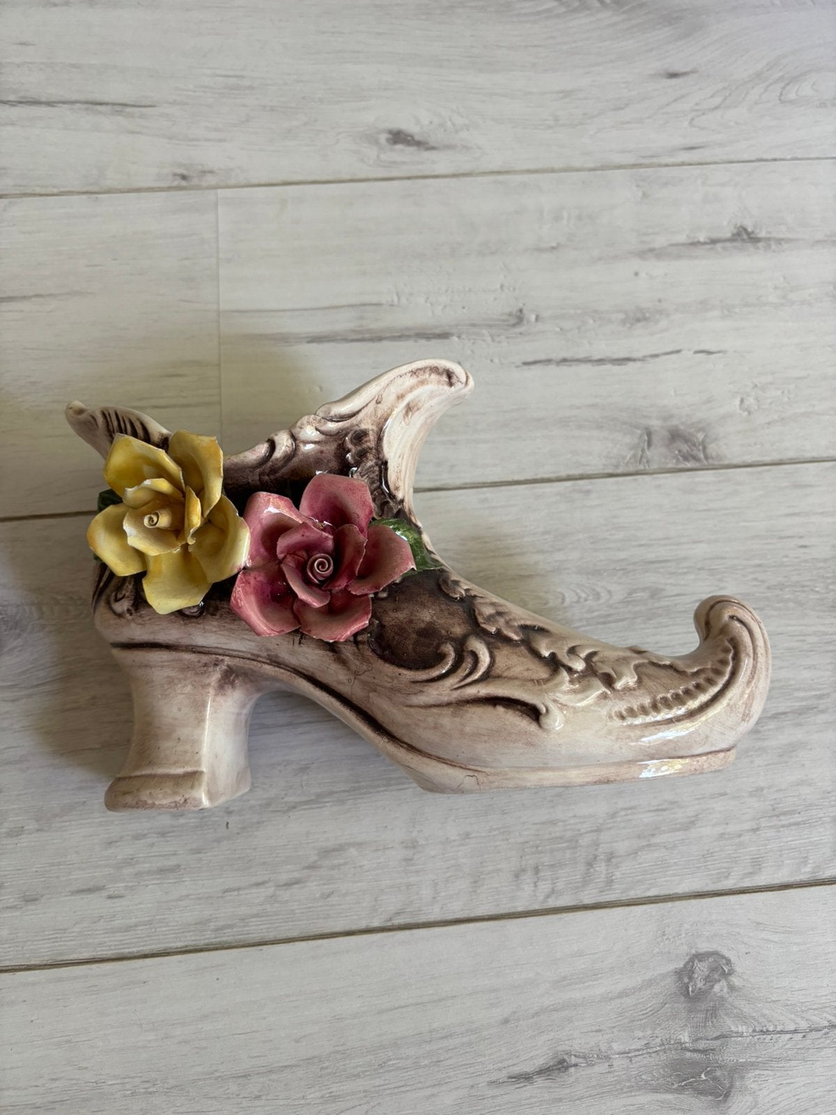 Vintage Porseleinen Schoen met Rozen – Capodimonte Stijl, Ophalen of Verzenden