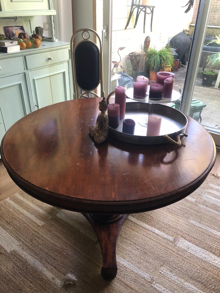 Eettafel ronde Engelse kroegtafel, Huis en Inrichting, Gebruikt, 100 tot 150 cm, Ophalen of Verzenden, Vier personen