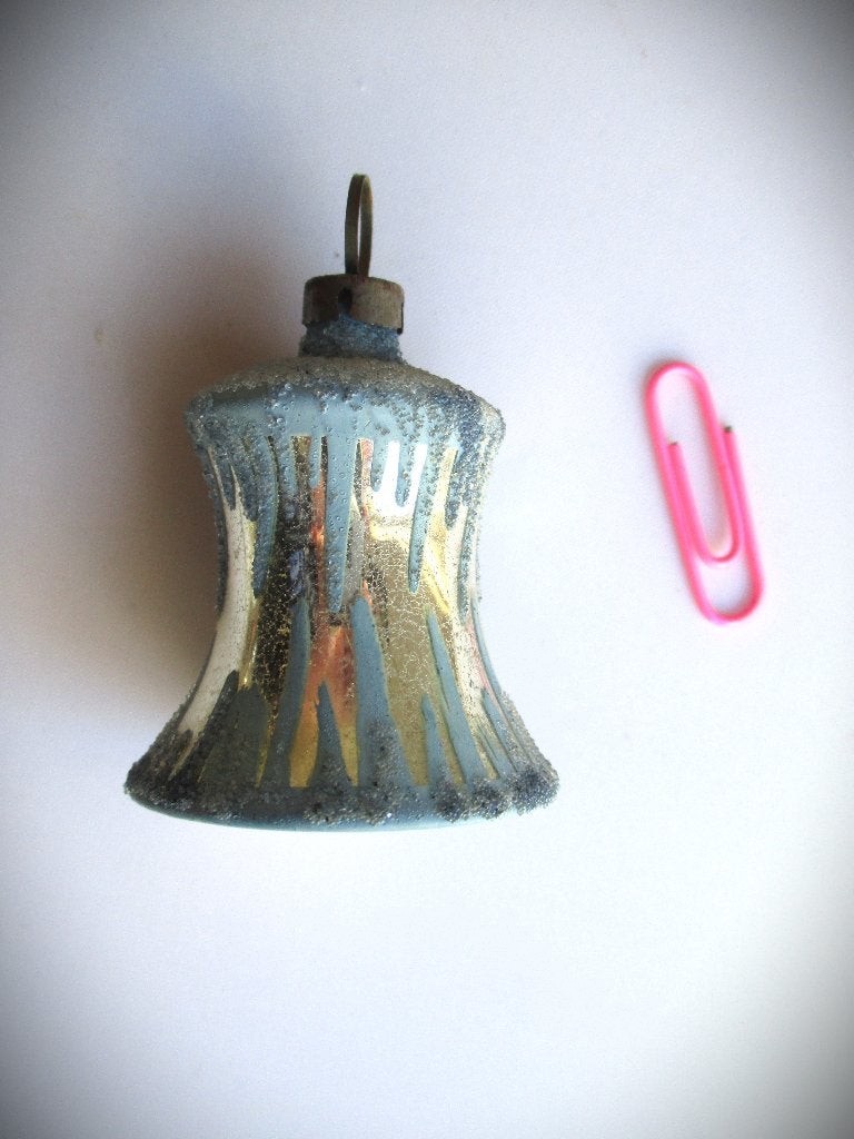 Kerstklokje~Antiek glazen Klokje~Zilver en blauw~Kerstklok, Diversen, Ophalen of Verzenden, Zo goed als nieuw