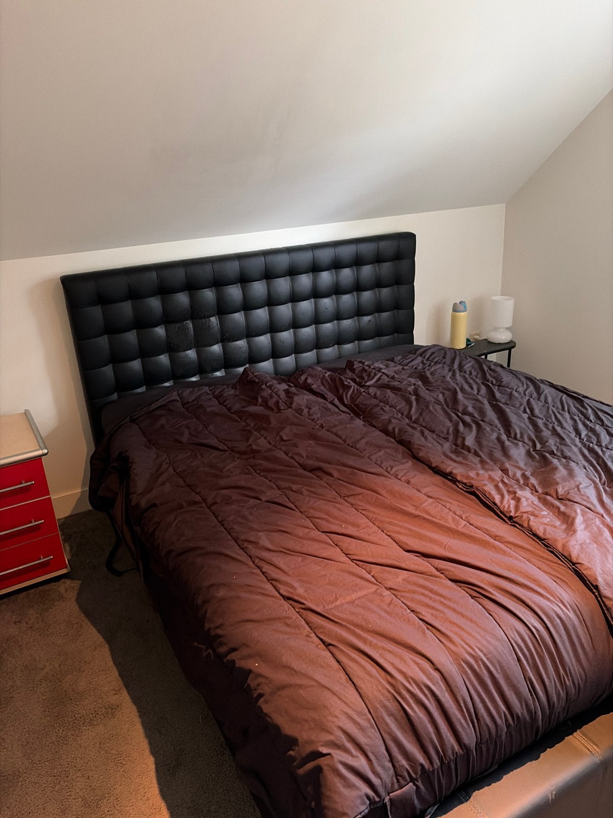 Tweepersoonsbed met matrassen en elektrische lattenbodems, Ophalen, Overige materialen, Zwart, Tweepersoons